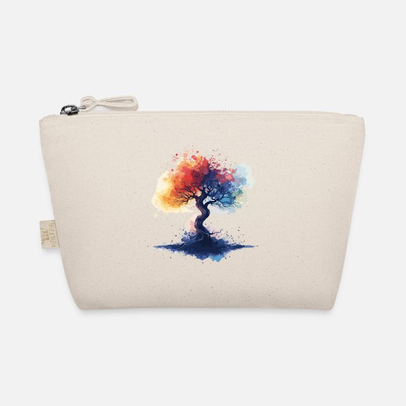 Baum bunt Aquarell Stil - Bio-Täschchen - Natur