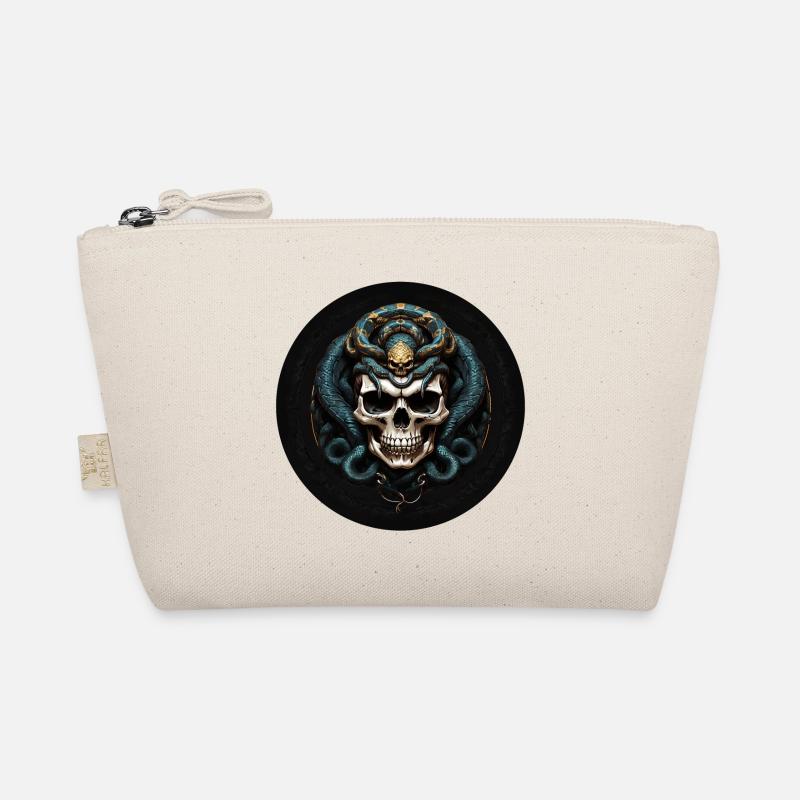 Dekorativer Schädel mit Schlangen Bio-Täschchen