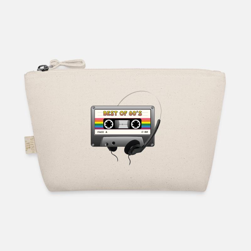 80er Jahre Audiokassetten-Kopfhörer - Bio-Täschchen - Natur