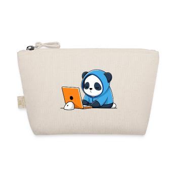 Niedlicher Hacker Panda schläft im Hoodie vorm PC - Bio-Täschchen - Natur - Vorne