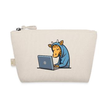 Niedliche Hacker Giraffe im Hoodie vorm PC - Bio-Täschchen - Natur - Vorne