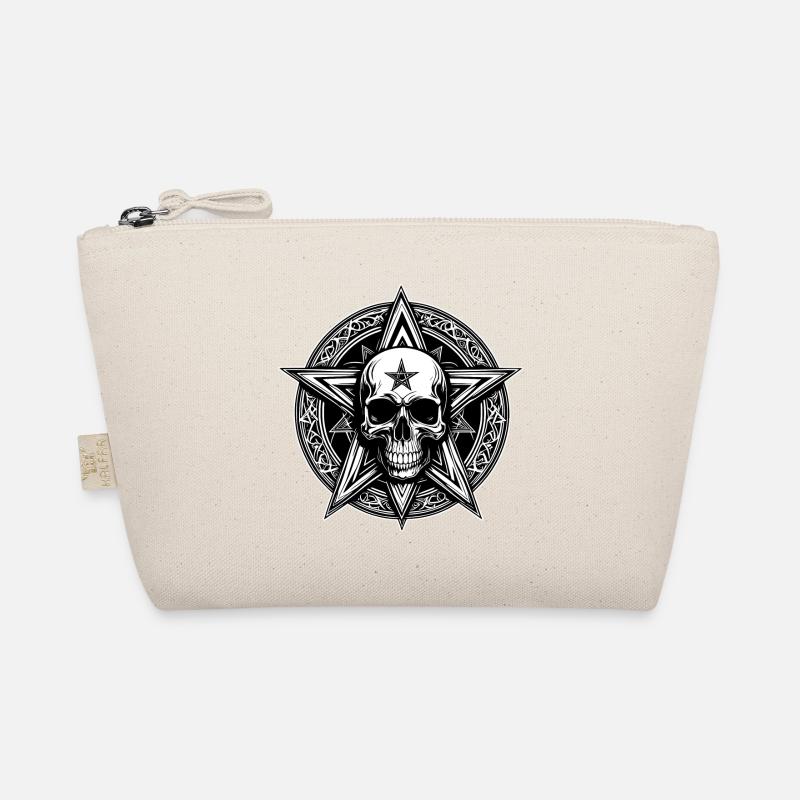 Skull with pentagram as line drawing Organic Pouch