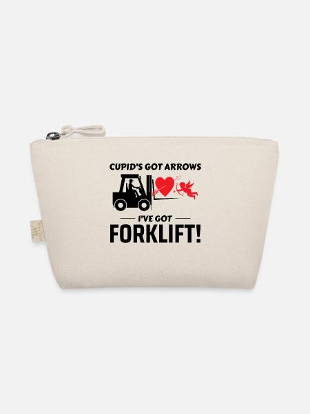 Forklift Operator Driver Valentine’s Day Funny - Organic Pouch - nature - Front