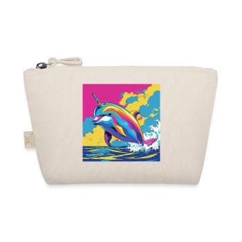 Pop Art Regenbogen Einhorn Delfin - Bio-Täschchen - Natur - Vorne