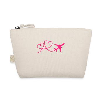 Flugzeug Flieger mit Herz Rosa - Bio-Täschchen - Natur - Vorne