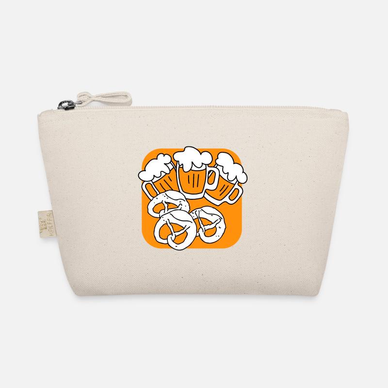 Bierparty. Bierbecher und Brezel. Bio-Täschchen