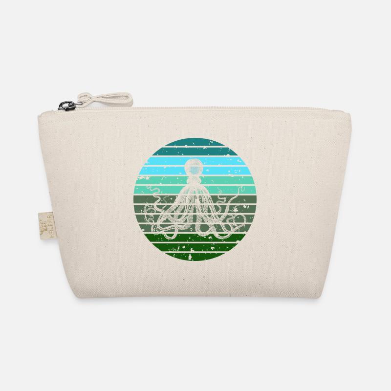 Vert Bleu Octopus Retro Artwork Sunrise Trousse biologique
