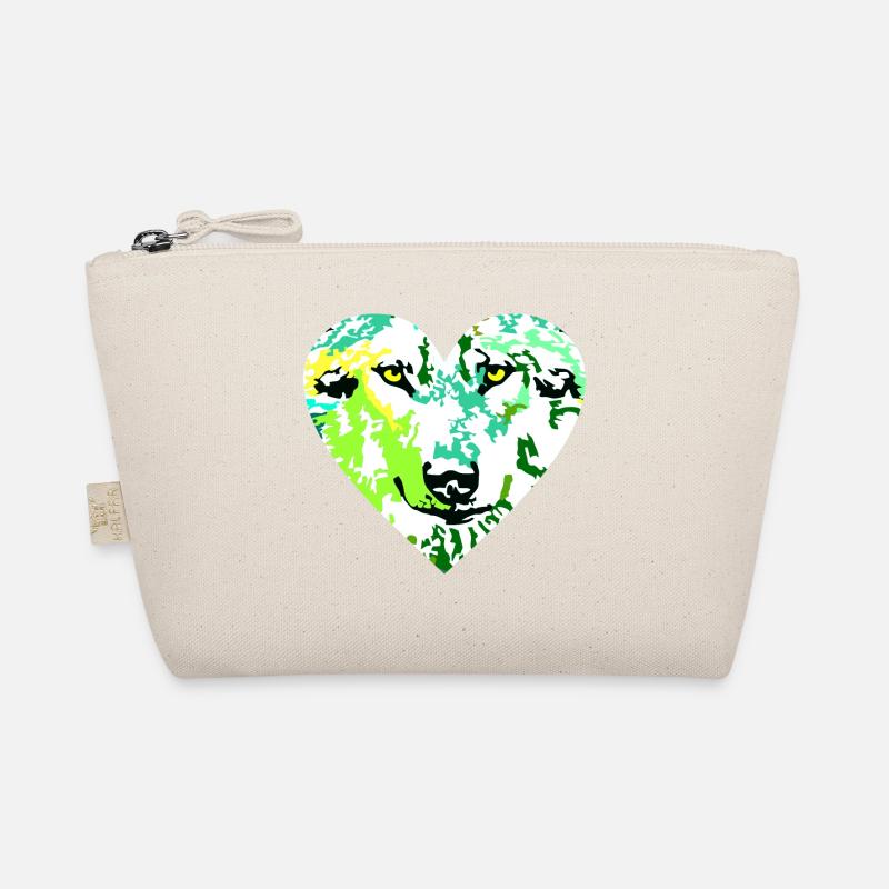 Wolf Herz bunt Bio-Täschchen