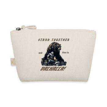 Vikings with bear "Dine in Valhalla!" - Organic Pouch - nature - Front