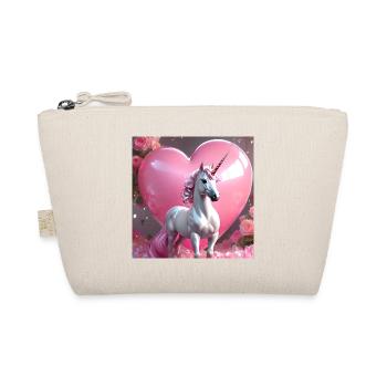 Einhorn pink Herz - Bio-Täschchen - Natur - Vorne