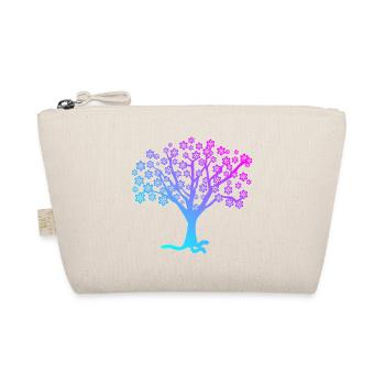 Tree with flowers of turquoise purple pink - Organic Pouch - nature - Front