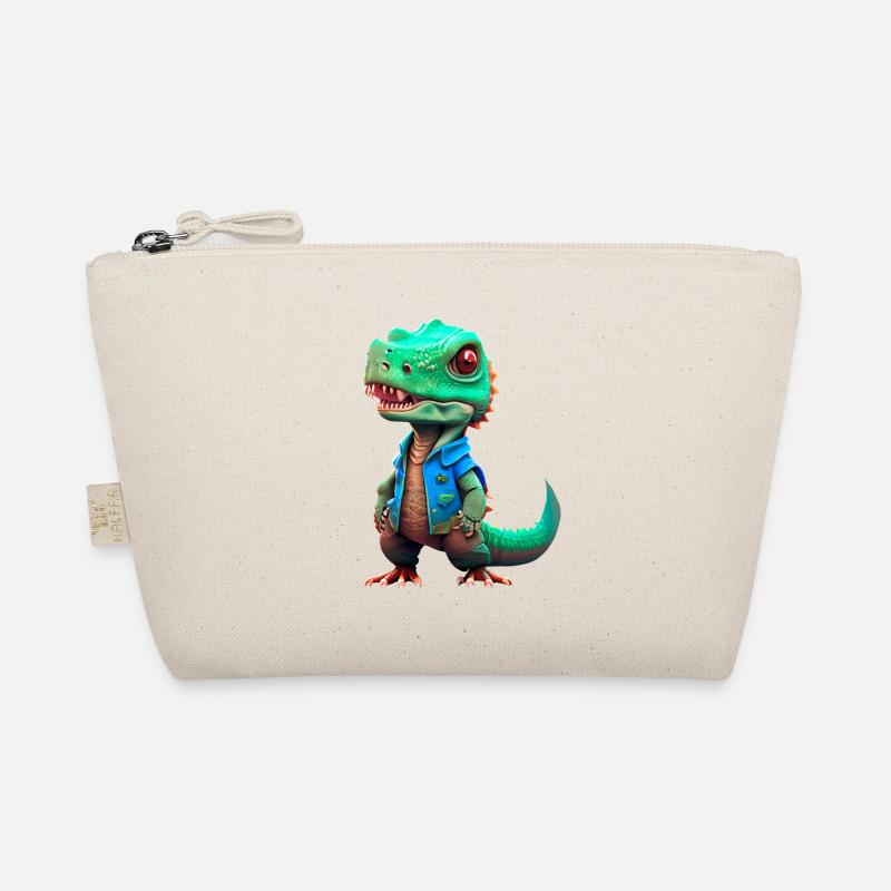 small T-Rex in denim jacket Organic Pouch