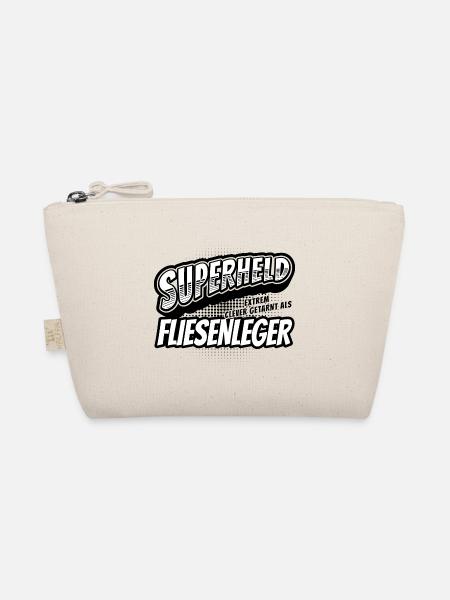 Superheld, clever getarnt als Fliesenleger - Bio-Täschchen - Natur - Vorne