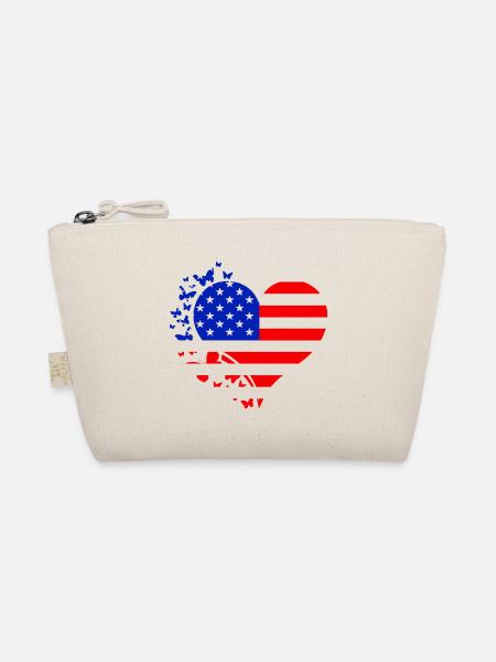 Heart US Flag - Organic Pouch - nature - Front
