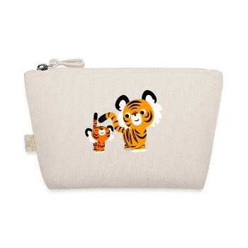 Cute Cartoon Small and Big Tigers by Cheerful - Organic Pouch - nature - Front