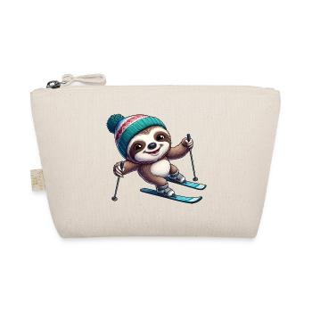 Funny Sloth Ski Winter Sports Design - Organic Pouch - nature - Front
