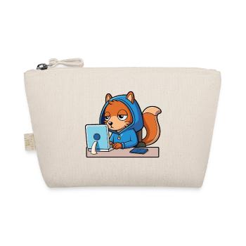 Niedliches Hacker Eichhörnchen im Hoodie vorm PC - Bio-Täschchen - Natur - Vorne