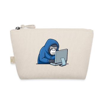 Niedlicher Hacker Gorilla im Hoodie vorm PC - Bio-Täschchen - Natur - Vorne