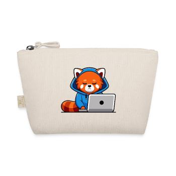 Niedlicher Hacker roter Panda im Hoodie vorm PC - Bio-Täschchen - Natur - Vorne