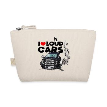 0433 I love loud cars (on white) - Organic Pouch - nature - Front