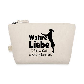 Wahre Liebe - Hund Haustier Tier Geschenk Spruch - Bio-Täschchen - Natur - Vorne