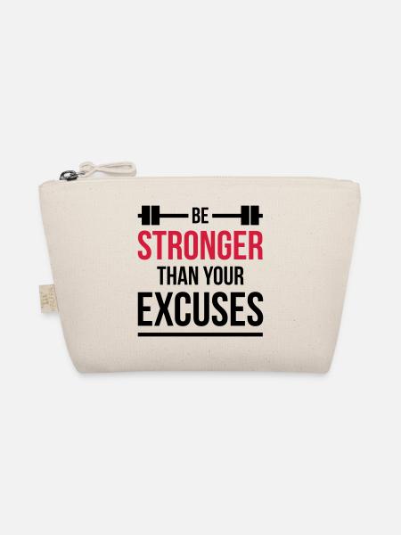 Be stronger than your excuses Fitness black - Organic Pouch - nature - Front