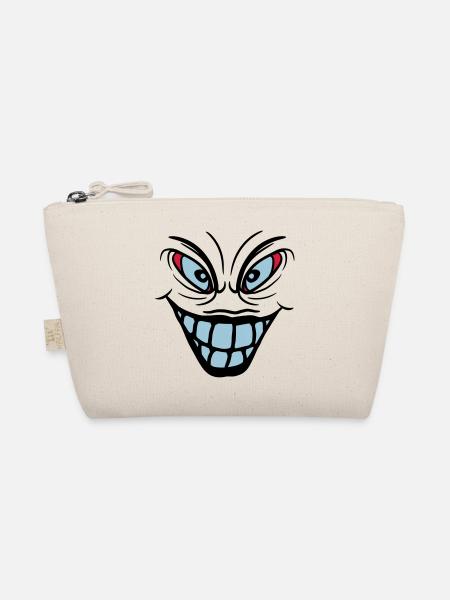 psychopath verrueckt clown joker grinsen mund fres - Bio-Täschchen - Natur - Vorne