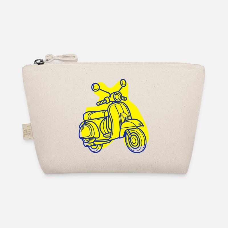 Retro Motorcycle in Bright Colors - Organic Pouch - nature