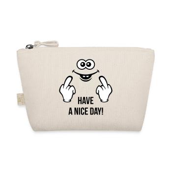 Smiling Face - Have A Nice Day! (Middle Finger) - Organic Pouch - nature - Front