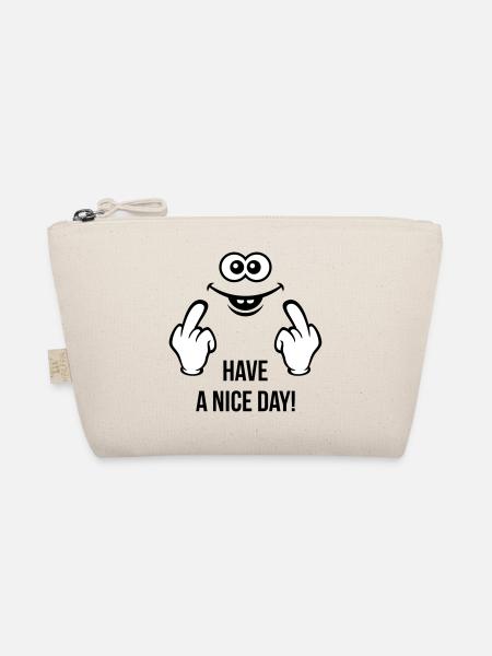 Smiling Face – Have A Nice Day! (Stinkefinger) - Bio-Täschchen - Natur - Vorne