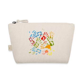colorful handprints of children with blobs - Organic Pouch - nature - Front