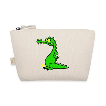 Smiling Crocodile, dreifarbiges Design - Bio-Täschchen - Natur - Vorne