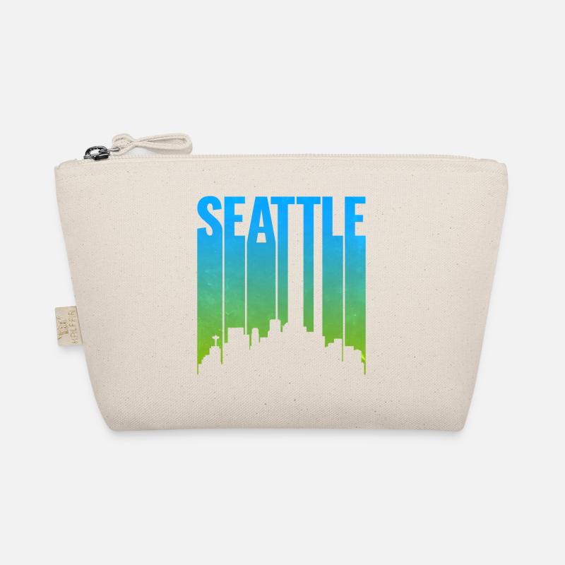 Seattle Neon Skyline Kunstdruck Bio-Täschchen