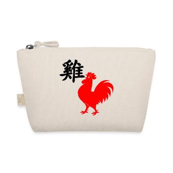 Chinese character rooster with red rooster image, - Organic Pouch - nature - Front