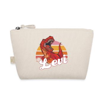 LEVI - Beau prénom de garçon avec T-REX Dino - Trousse biologique - nature - Devant