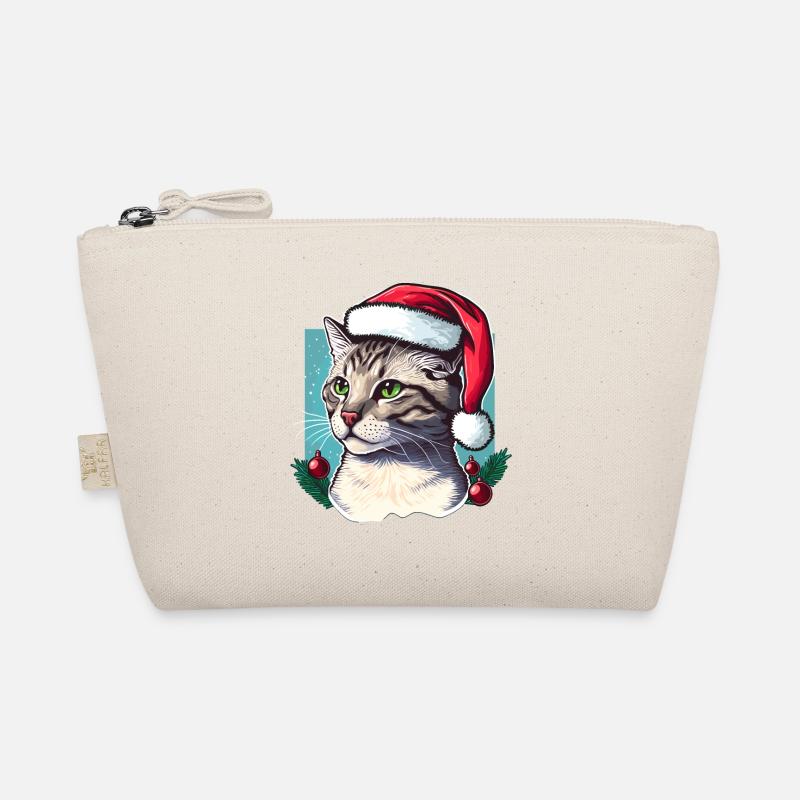 Wunderschöne Katze mit Weihnachtsmannmütze Bio-Täschchen