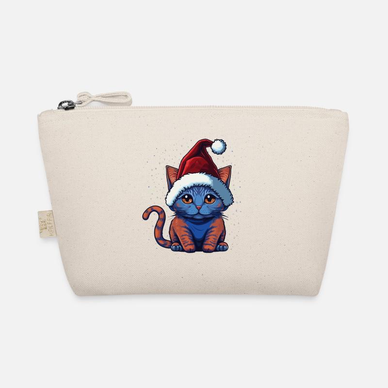 Cute Winter kitten digital artwork, a great Organic Pouch