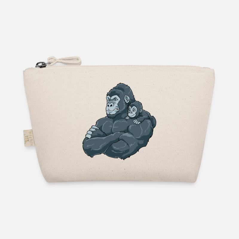 Starker Gorilla mit Gorilla Kind - Bio-Täschchen - Natur