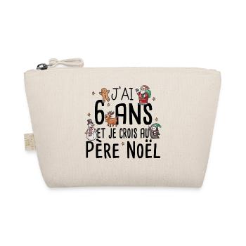 6 ans Père Noël Anniversaire Fille Garçon Fillette - Trousse biologique - nature - Devant