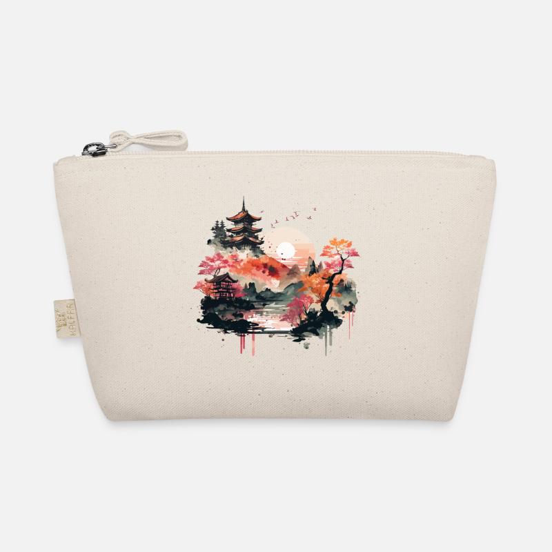 Woodblock Landscape Organic Pouch