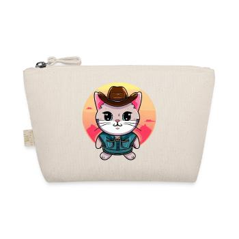 Kawaii cat in cowboy costume - Organic Pouch - nature - Front