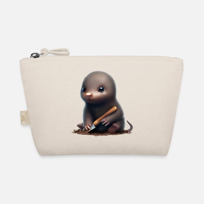 Cute mole with shovel Organic Pouch