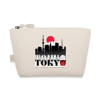 Tokyo Skyline Retro Red Sun Design - Organic Pouch - nature - Front