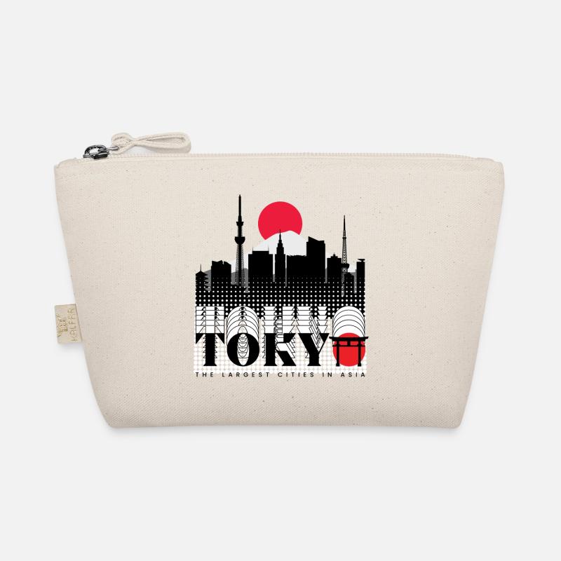 Tokyo Skyline Retro Rotsonne Design - Bio-Täschchen - Natur