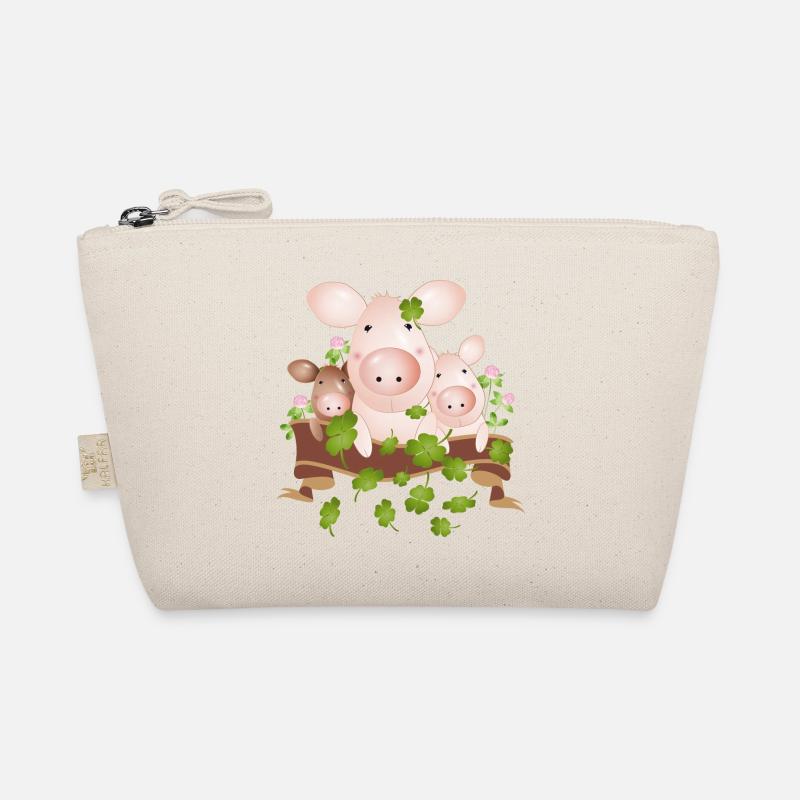 three lucky pigs with four-leaf clovers Organic Pouch