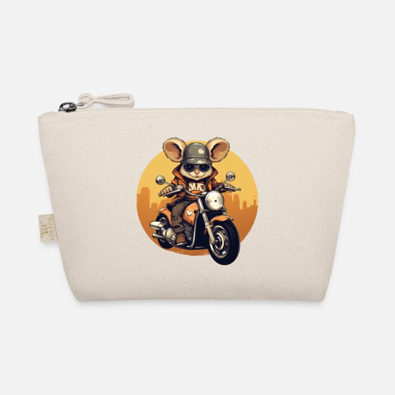 Coole Maus auf dem Motorrad - Bio-Täschchen - Natur
