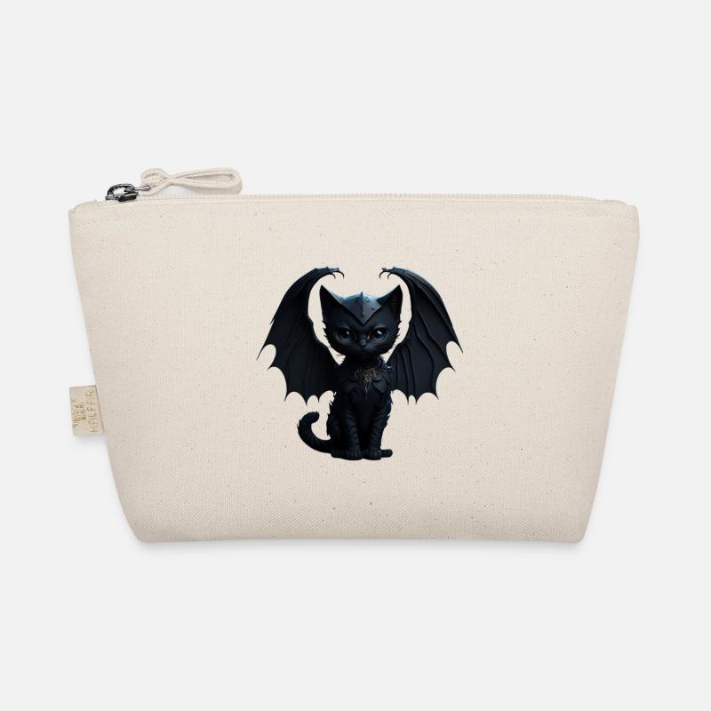 Süße schwarze Gothic Katze mit schwarzen Flügeln Bio-Täschchen