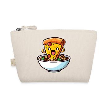 Kawaii Salami Pizza Dances in Ramen Noodle Soup Bowl - Organic Pouch - nature - Front
