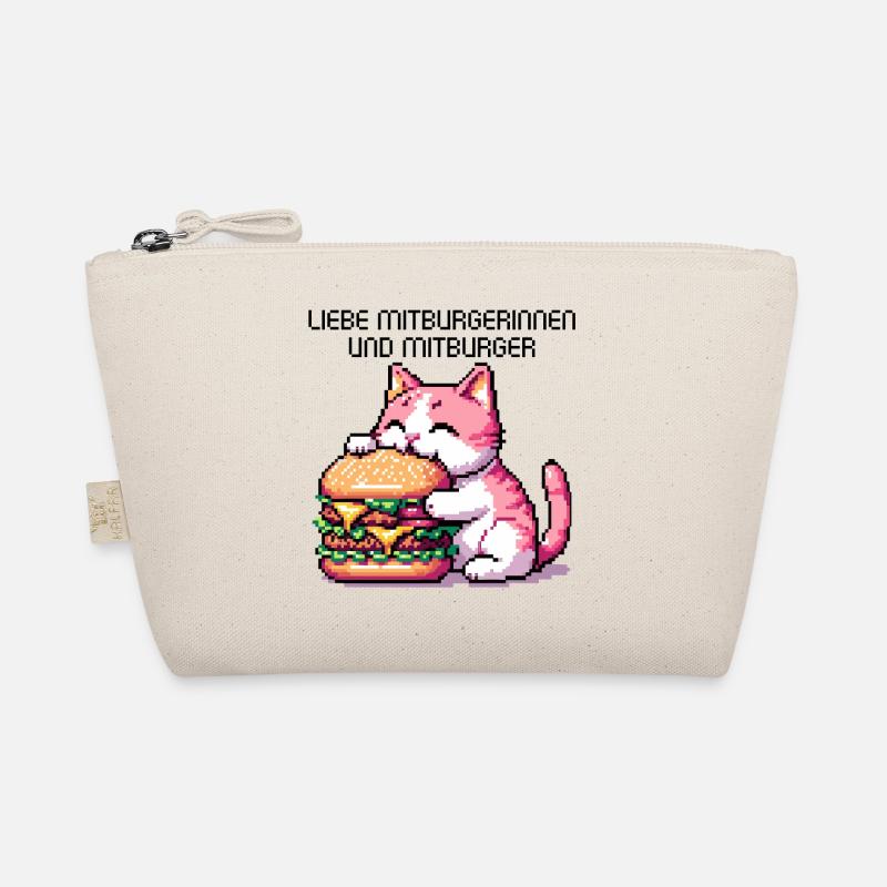 WITZIGE HAMBURGER KATZE RETRO GAMING PIXELART Bio-Täschchen