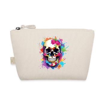 Colorful Skull with Flowers - Organic Pouch - nature - Front